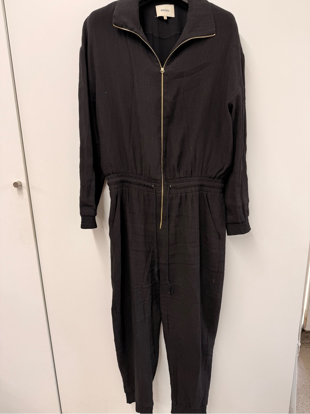 Nanushka Black Jacket with Gold-tone Zipper